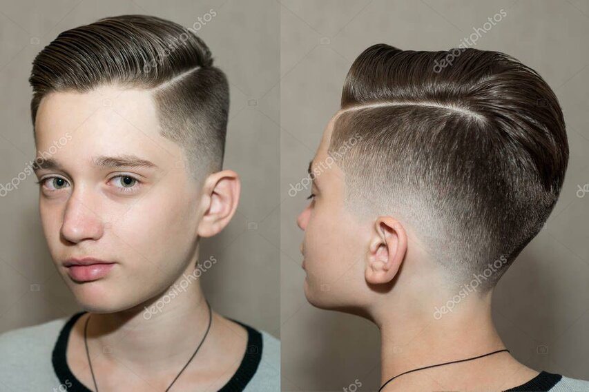 Mid Fade im Profil mit klarer Linie an der Schläfe