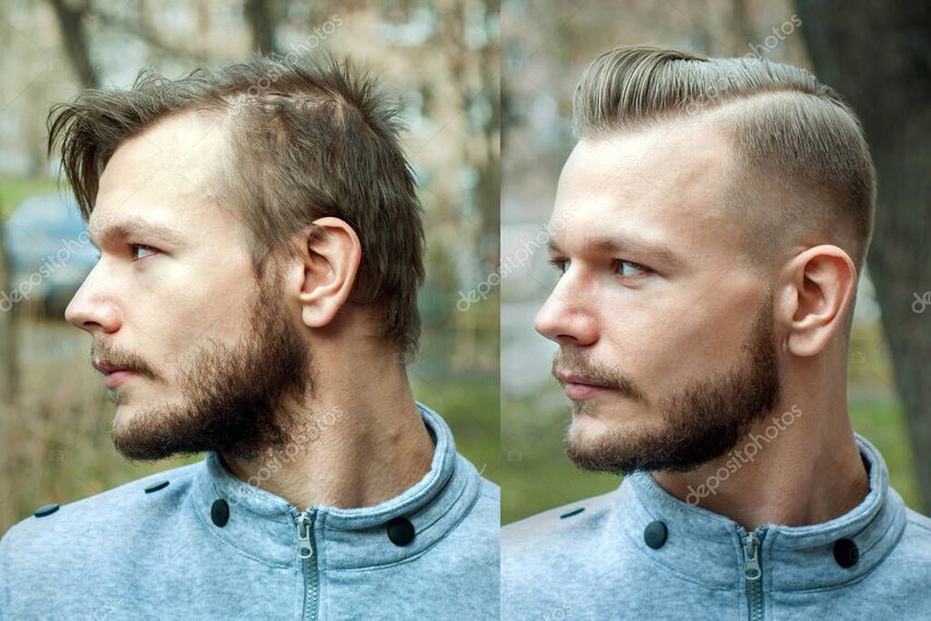 Komplett-Look mit frischem Haarschnitt und gestyltem Vollbart